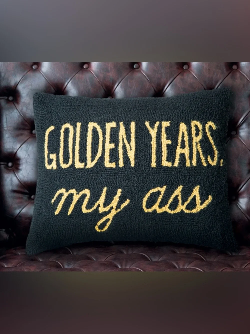 Golden Years Needlepoint Funny Pillow